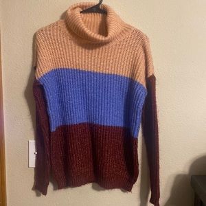 Planet Gold color block cowl neck sweater size small